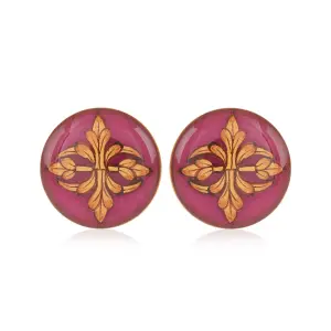 Wine Sebka Cufflinks | Moorish-Inspired Enameled Cufflinks | Jaipurio